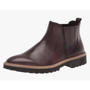 ECCO Women's Modern Tailored Ankle Leather Boot Chocolate Slip-on Sz 9-9.5